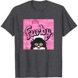 imageFurby Pink ampamp Black Retro Watercolor Surprise Furby Face TShirtDark Heather Grey