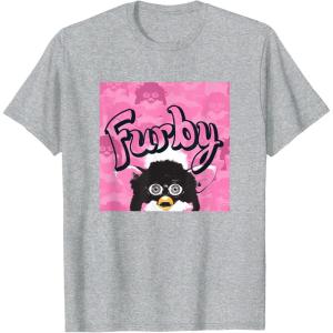 imageFurby Pink ampamp Black Retro Watercolor Surprise Furby Face TShirtHeather Grey