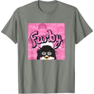 imageFurby Pink ampamp Black Retro Watercolor Surprise Furby Face TShirtOlive Heather