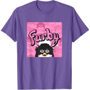 imageFurby Pink ampamp Black Retro Watercolor Surprise Furby Face TShirtPurple Heather