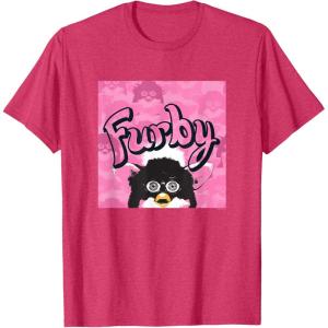 imageFurby Pink ampamp Black Retro Watercolor Surprise Furby Face TShirtRed Heather