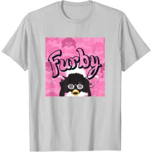 imageFurby Pink ampamp Black Retro Watercolor Surprise Furby Face TShirtSilver Grey