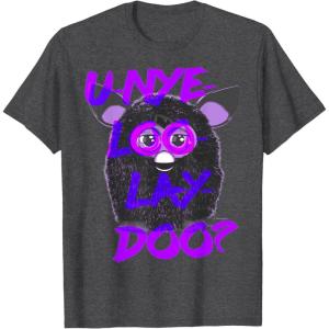 imageFurby UNyeLooLayDoo Retro Graphic Portrait TShirtDark Heather Grey