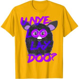 imageFurby UNyeLooLayDoo Retro Graphic Portrait TShirtGolden Yellow
