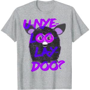 imageFurby UNyeLooLayDoo Retro Graphic Portrait TShirtHeather Grey