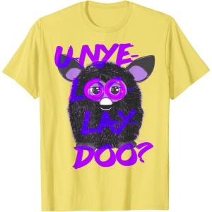 imageFurby UNyeLooLayDoo Retro Graphic Portrait TShirtLemon Yellow
