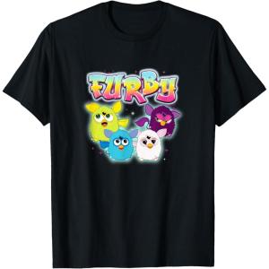 imageFurby Vintage Neon Rainbow Graffiti Style Group Poster TShirtBlack