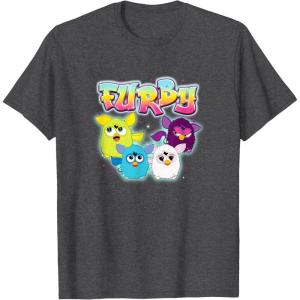 imageFurby Vintage Neon Rainbow Graffiti Style Group Poster TShirtDark Heather Grey