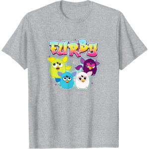 imageFurby Vintage Neon Rainbow Graffiti Style Group Poster TShirtHeather Grey