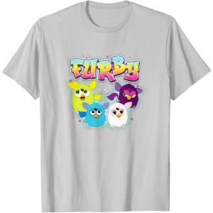 imageFurby Vintage Neon Rainbow Graffiti Style Group Poster TShirtSilver Grey
