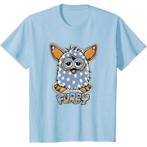 imageKids Furby Boom Classic Toy Polka Dot Pattern Portrait TShirtBaby Blue