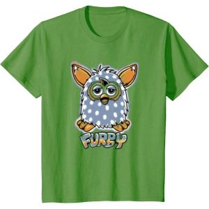 imageKids Furby Boom Classic Toy Polka Dot Pattern Portrait TShirtGrass Green