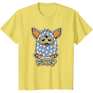 imageKids Furby Boom Classic Toy Polka Dot Pattern Portrait TShirtLemon Yellow