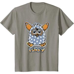 imageKids Furby Boom Classic Toy Polka Dot Pattern Portrait TShirtSlate Grey