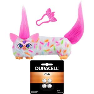 imageFurby DJ Furblets BerryCupCake Mini Electronic Plush Toy with Funny Stretchable Sound Effects ampamp Music  Duracell 76A 15V Alkaline Batteries 4 Count BundleDJ Furblet  Duracell 76A 4Pack