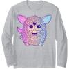 imageFurby Retro Neon Gradient Big Cute Portrait Long Sleeve TShirtHeather Grey