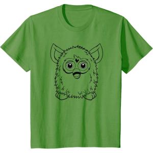 imageFurby Classic Toy Outline Vintage Smiling Portrait TShirtGrass Green