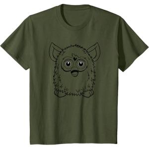 imageFurby Classic Toy Outline Vintage Smiling Portrait TShirtOlive Green