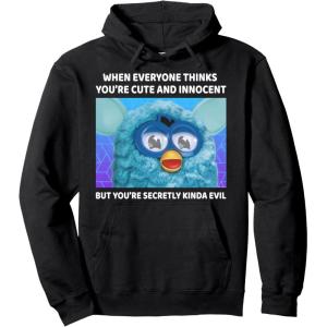 imageFurby Cute But Secretly Kinda Evil Photo Meme Pullover HoodieBlack