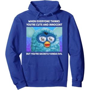 imageFurby Cute But Secretly Kinda Evil Photo Meme Pullover HoodieRoyal Blue