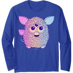 imageFurby Retro Neon Gradient Big Cute Portrait Long Sleeve TShirtRoyal Blue