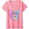 imageFurby Retro Neon Gradient Big Cute Portrait VNeck TShirtPink