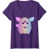 imageFurby Retro Neon Gradient Big Cute Portrait VNeck TShirtPurple