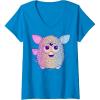 imageFurby Retro Neon Gradient Big Cute Portrait VNeck TShirtSapphire Blue