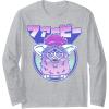 imageFurby Retro Pink Circle Kanji Portrait Long Sleeve TShirtHeather Grey
