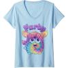 imageWomens Furby Tie Dyed Cute Portrait Logo VNeck TShirtBaby Blue