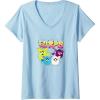 imageWomens Furby Vintage Neon Rainbow Graffiti Style Group Poster VNeck TShirtBaby Blue