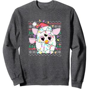 imageFurby Christmas Lights Sweater SweatshirtDark Heather Grey