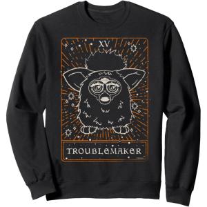 imageFurby Halloween Celestial Tarot Card Trouble Maker Outline SweatshirtBlack