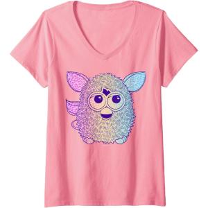 imageFurby Retro Neon Gradient Big Cute Portrait VNeck TShirtPink