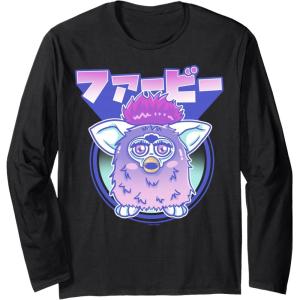 imageFurby Retro Pink Circle Kanji Portrait Long Sleeve TShirtBlack