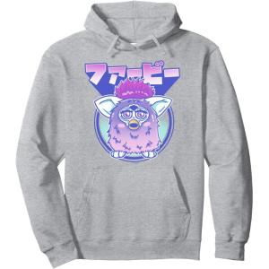 imageFurby Retro Pink Circle Kanji Portrait Pullover HoodieHeather Grey