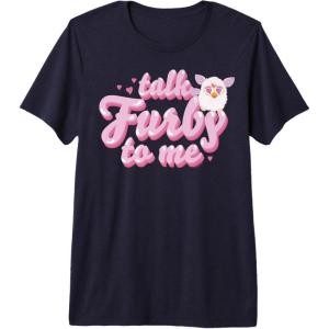 imageFurby Valentines Day Talk Furby To Me Cute Hearts Logo Premium TShirtNavy Blue