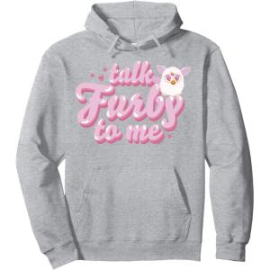 imageFurby Valentines Day Talk Furby To Me Cute Hearts Logo Pullover HoodieHeather Grey