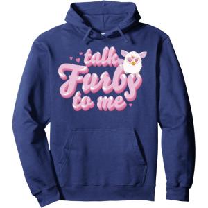 imageFurby Valentines Day Talk Furby To Me Cute Hearts Logo Pullover HoodieNavy Blue