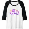 imageFurby Club Furby Colorful Gradient Musical Notes Furry Logo Raglan Baseball TeeBlackWhite