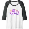 imageFurby Club Furby Colorful Gradient Musical Notes Furry Logo Raglan Baseball TeeDark Heather GreyWhite