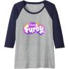 imageFurby Club Furby Colorful Gradient Musical Notes Furry Logo Raglan Baseball TeeNavy BlueAthletic Heather