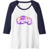 imageFurby Club Furby Colorful Gradient Musical Notes Furry Logo Raglan Baseball TeeNavy BlueWhite
