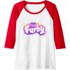 imageFurby Club Furby Colorful Gradient Musical Notes Furry Logo Raglan Baseball TeeRedWhite