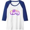 imageFurby Club Furby Colorful Gradient Musical Notes Furry Logo Raglan Baseball TeeRoyal BlueWhite