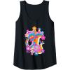 imageFurby Groovy Vintage 70s Rainbow Floral Waves Poster Tank TopBlack