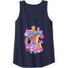 imageFurby Groovy Vintage 70s Rainbow Floral Waves Poster Tank TopNavy Blue