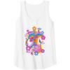 imageFurby Groovy Vintage 70s Rainbow Floral Waves Poster Tank TopWhite