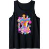 imageFurby Groovy Vintage 70s Rainbow Floral Waves Poster Tank TopBlack
