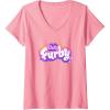 imageWomens Furby Club Furby Colorful Gradient Musical Notes Furry Logo VNeck TShirtPink